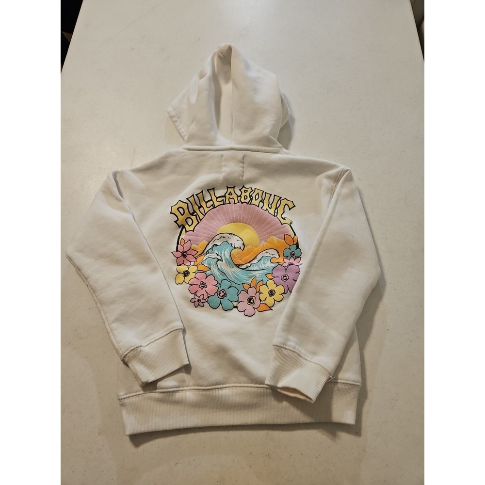 Bill A Bong Hoodie Youth‎ Small White Beach Wave Floral (A1188)